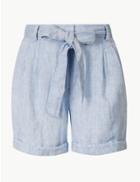 Marks & Spencer Pure Linen Casual Shorts Blue Mix