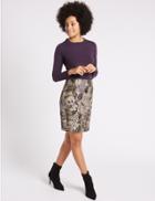 Marks & Spencer Jacquard Floral Print A-line Mini Skirt Black Mix