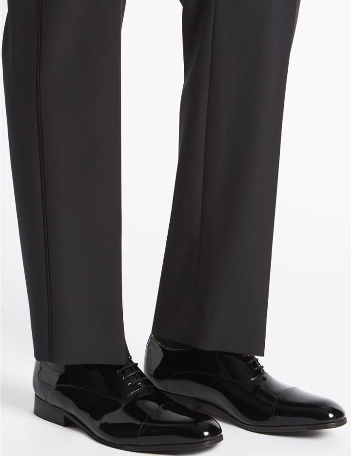 Marks & Spencer Extra Wide Fit Leather Lace-up Shoes Black High Shine