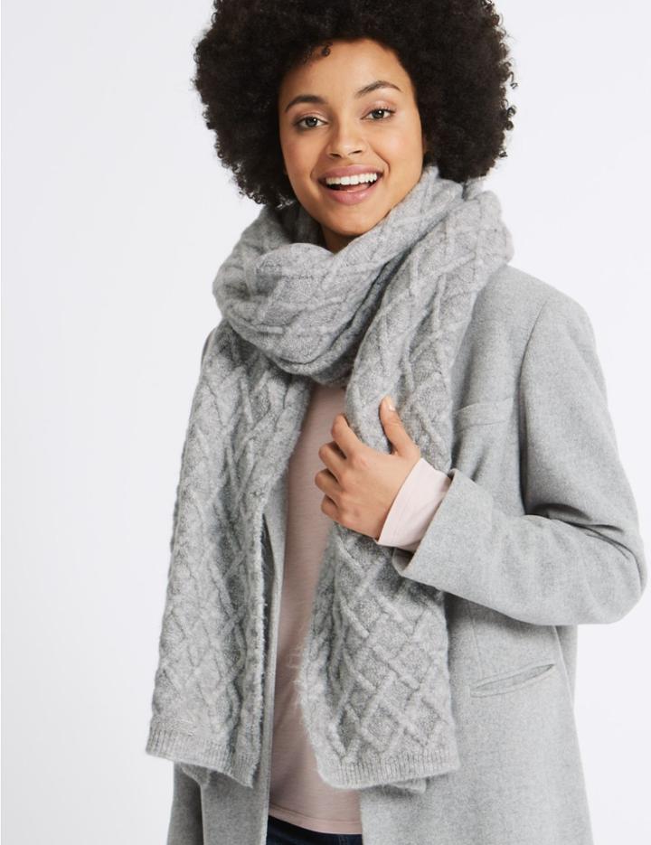 Marks & Spencer Cross Knit Scarf Grey