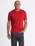 Marks & Spencer Pure Cotton Textured Crew Neck T-shirt Red