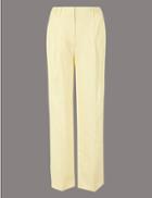 Marks & Spencer Pure Linen Wide Leg Trousers Pale Yellow