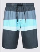 Marks & Spencer Striped Quick Dry Swim Shorts Denim Mix