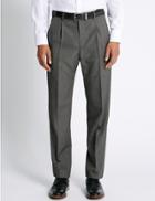 Marks & Spencer Regular Fit Single Pleated Trousers Grey