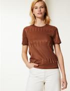 Marks & Spencer Textured Round Neck Short Sleeve T-shirt Tan