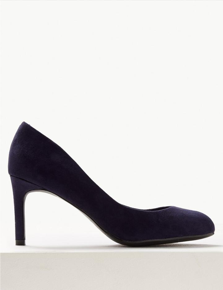 Marks & Spencer Wide Fit Stiletto Heel Court Shoes Navy