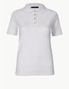 Marks & Spencer Textured Short Sleeve Polo Shirt Soft White