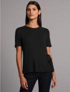 Marks & Spencer Ribbed Tie Side Short Sleeve T-shirt Black