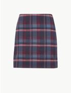 Marks & Spencer Checked Jersey Pencil Mini Skirt Navy Mix