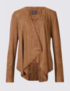Marks & Spencer Faux Suede Waterfall Jacket Tan