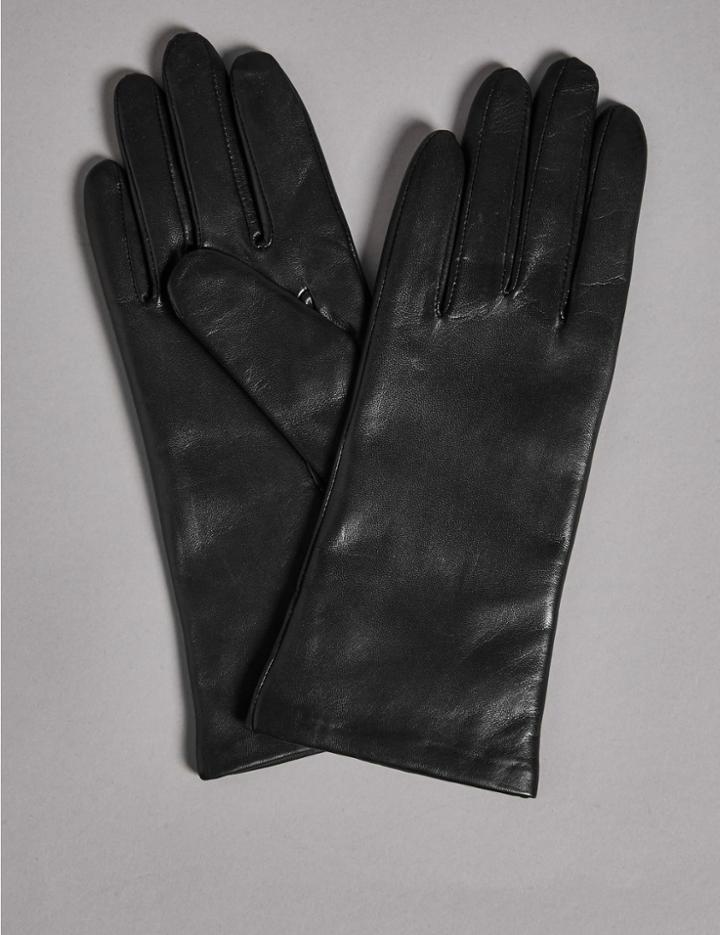 Marks & Spencer Cashmere Lined Leather Gloves Black