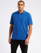 Marks & Spencer Slim Fit Pure Cotton Polo Shirt Bright Blue Mix
