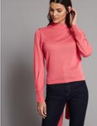 Marks & Spencer Funnel Neck Long Sleeve Tie Waist Jumper Watermelon