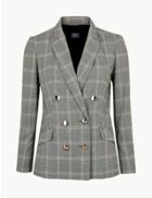 Marks & Spencer Checked Double Breasted Blazer Grey Mix