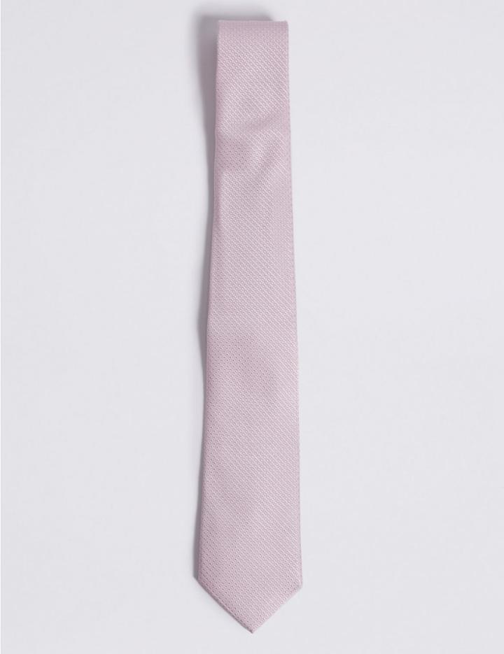 Marks & Spencer Pure Silk Tie & Pocket Square Set Pale Pink