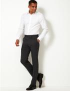 Marks & Spencer Slim Fit Wool Blend Trousers With Stretch Charcoal