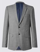 Marks & Spencer Grey Textured Regular Fit Jacket Grey