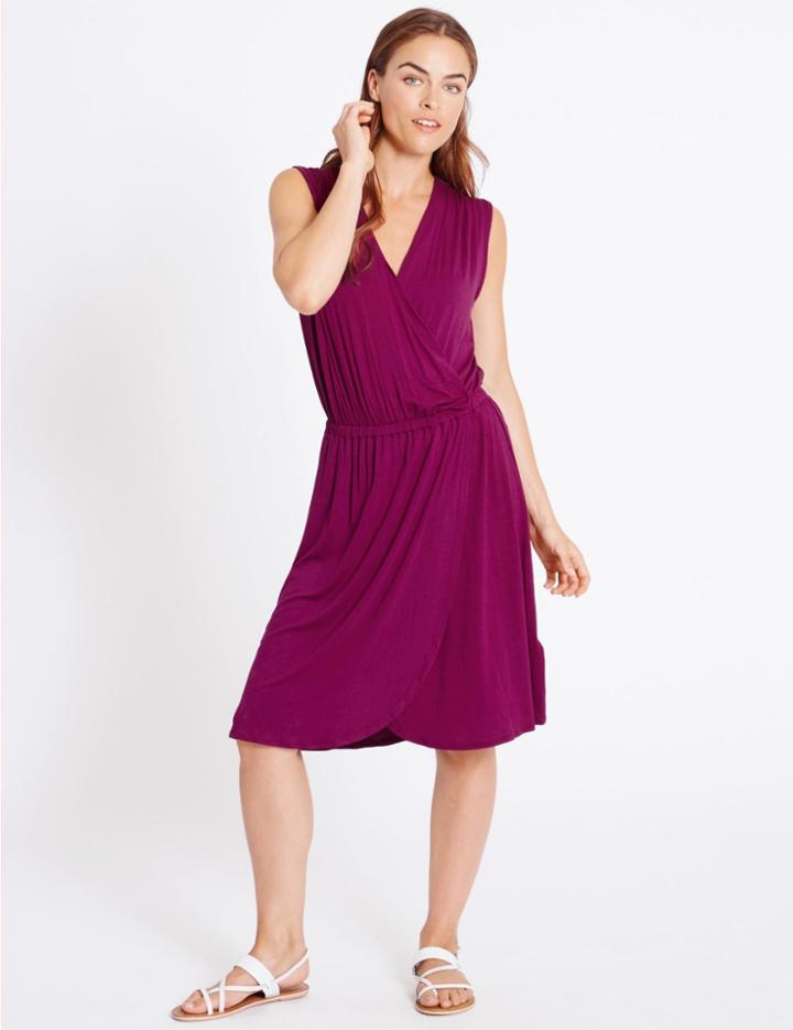 Marks & Spencer Sleeveless Wrap Over Beach Dress Mulberry Mix