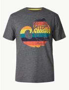 Marks & Spencer Cotton Blend Printed Crew Neck T-shirt Charcoal Mix