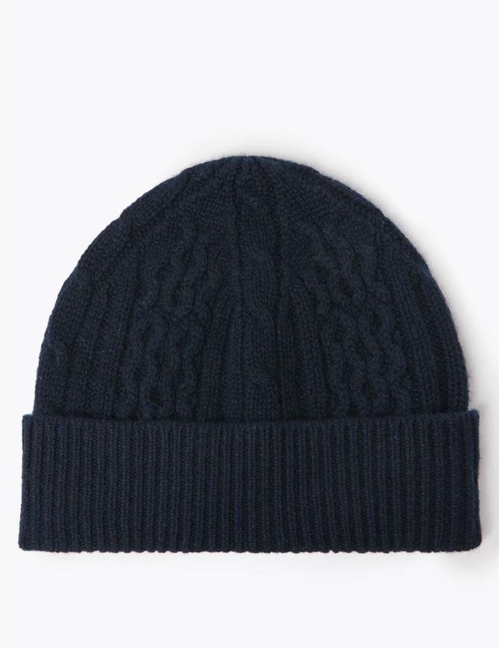 Marks & Spencer Cashmere Beanie Hat Navy