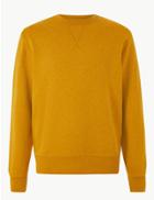 Marks & Spencer Pure Cotton Crew Neck Sweatshirt Ochre