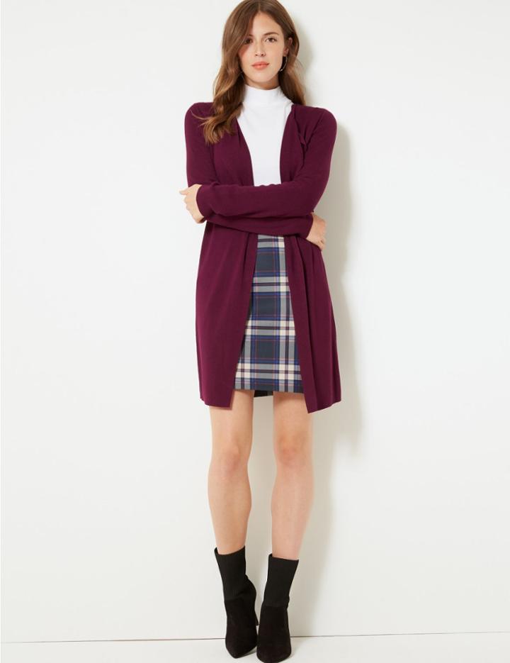 Marks & Spencer Open Front Cardigan Plum