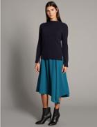 Marks & Spencer Asymmetrical Hem A-line Midi Skirt Dark Petrol
