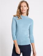 Marks & Spencer Textured Ripple Yoke 3/4 Sleeve Jumper Soft Blue