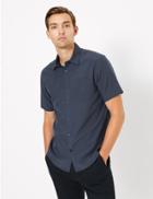Marks & Spencer Modal Blend Easy To Iron Shirt Blue Mix