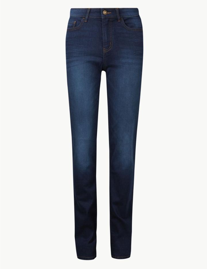 Marks & Spencer Mid Rise Straight Leg Jeans Dark Indigo