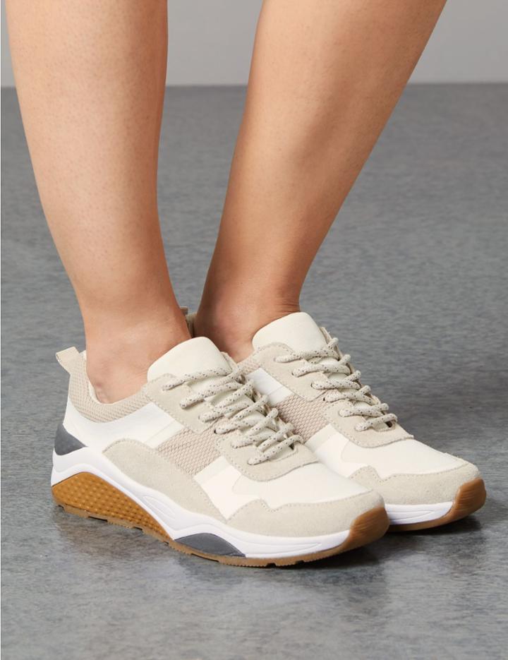 Marks & Spencer Leather Lace-up Trainers White Mix