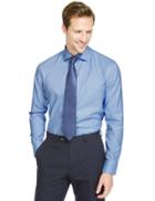 Marks & Spencer Pure Cotton Non-iron Tailored Fit Shirt Blue