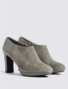 Marks & Spencer Wide Fit Leather Block Heel Shoe Boots Grey Mix