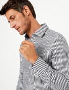 Marks & Spencer English Cotton Tailored Fit Striped Shirt Blue Mix