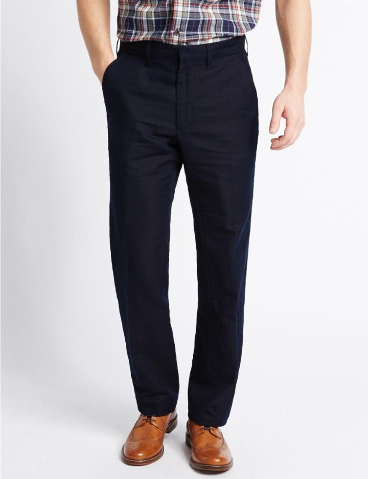 Marks & Spencer Tailored Fit Trousers Navy