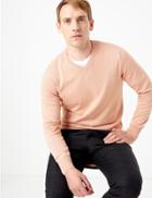 Marks & Spencer Cotton V-neck Jumper Soft Pink