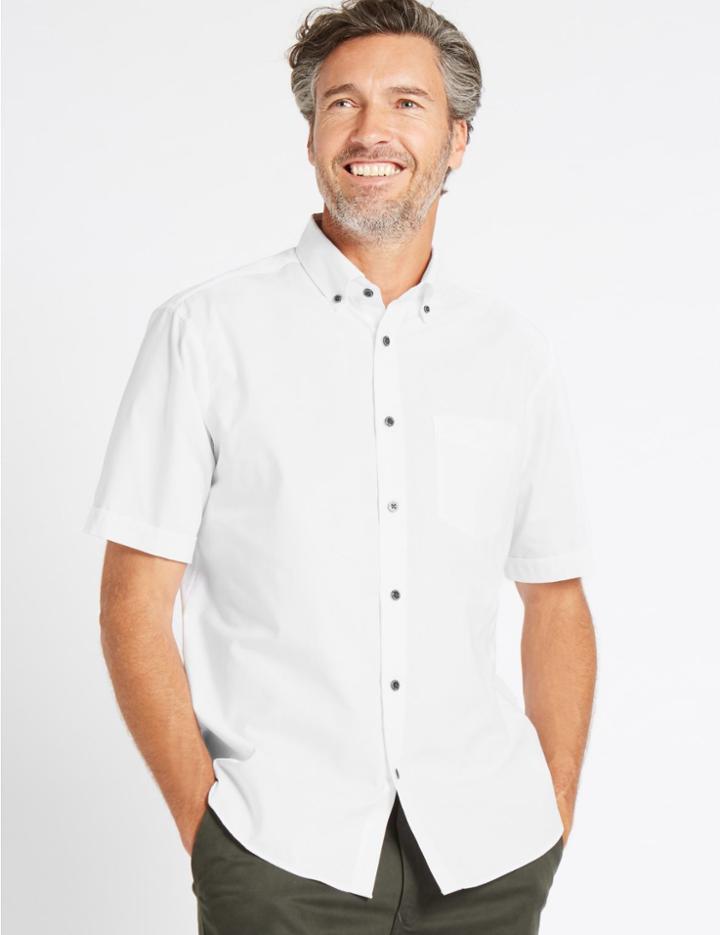 Marks & Spencer Pure Cotton Checked Shirt With Pocket White