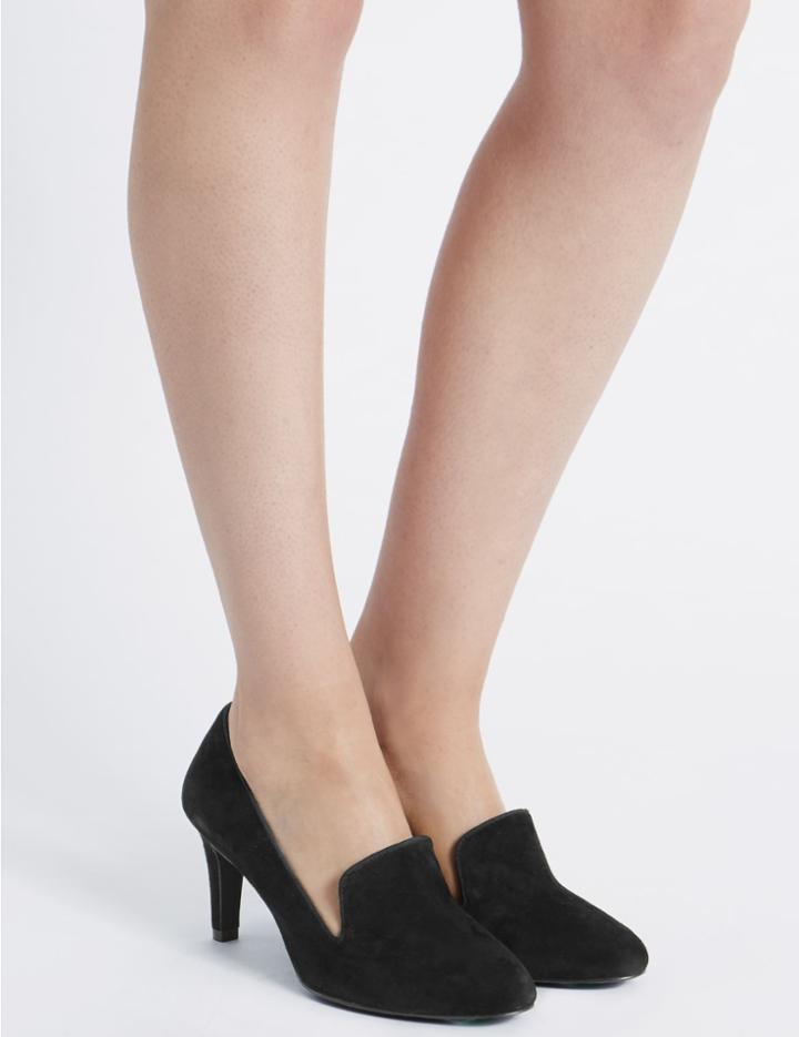 Marks & Spencer Wide Fit Suede Stiletto Court Shoes Black
