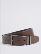 Marks & Spencer Leather Double Metal Keeper Buckle Belt Brown