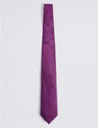Marks & Spencer Pure Silk Micro Spotted Ties Dark Magenta