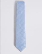 Marks & Spencer Pure Silk Geometric Print Tie Light Blue Mix