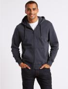 Marks & Spencer Pure Cotton Garment Dye Authentic Hooded Top Navy