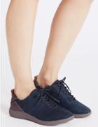 Marks & Spencer Wide Fit Suede Lace-up Trainers Navy