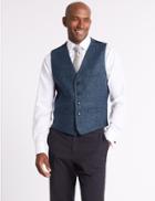 Marks & Spencer Pure Wool Textured Tailored Fit Waistcoat Dark Airforce