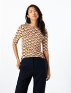 Marks & Spencer Geometric Print High Neck Fitted Top Ivory Mix
