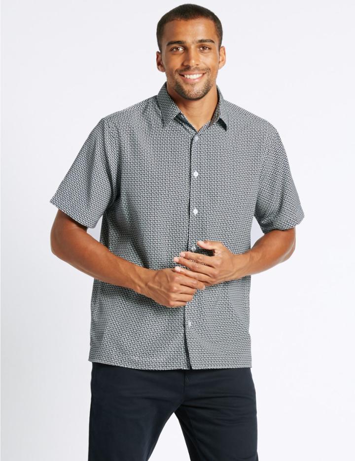 Marks & Spencer Geometric Print Shirt Navy