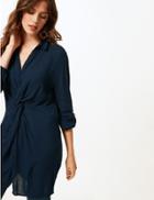 Marks & Spencer Twisted Front Long Sleeve Shirt Navy
