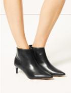 Marks & Spencer Wide Fit Leather Kitten Heel Ankle Boots Black
