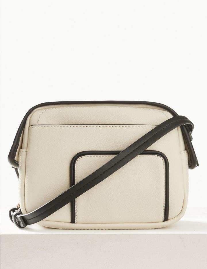 Marks & Spencer Zipped Detail Cross Body Bag White Mix