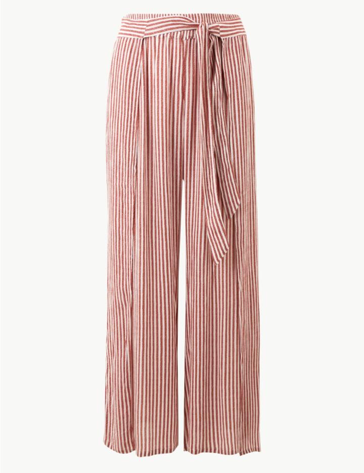 Marks & Spencer Striped Beach Trousers Red Mix